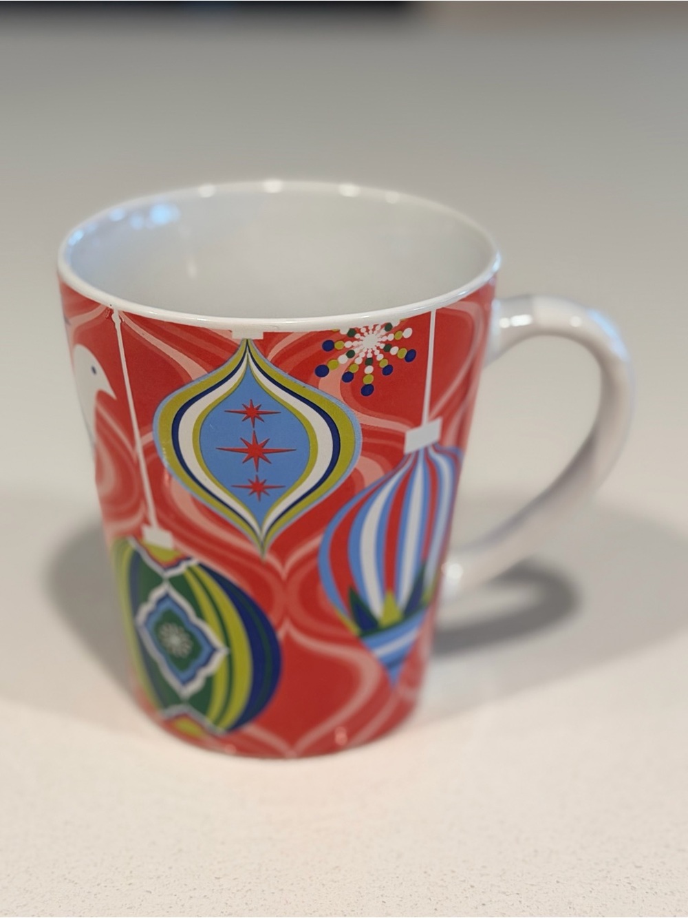 Vintage Coastal Cocktails Festive Red Ceramic Holiday Ornament Mug